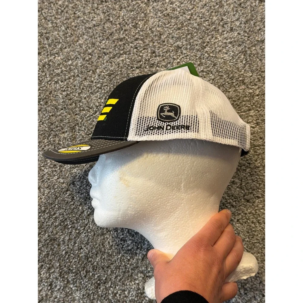 John Deere Trucker Hat Kids OS Black White Green Yellow JY2C-0F31-JDR-B5X Mesh‎